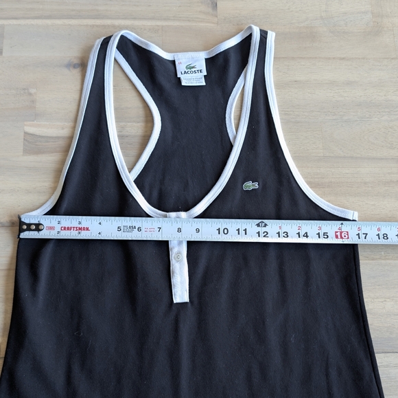 LACOSTE Racerback Black Cotton Sleeveless Dress Size 44 US XL - Picture 8 of 10